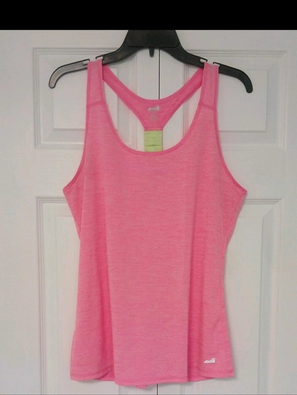 Avia Junior's L Racer Back Athletic Tank Top Heathered Pink & Yellow Quick Dry